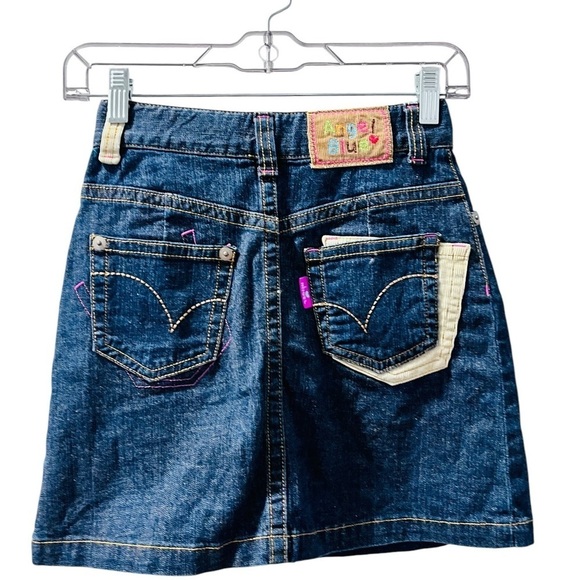 Angel Blue Japanese Embroidered Denim Jean Skirt Girls Size Medium Patchwork - Picture 6 of 8